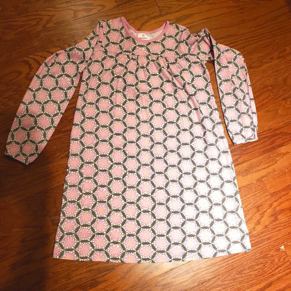 Hanna Andersson pink, gray and cream swing dress